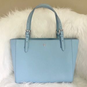 Tory Burch Robinson Light Blue Top Handle Tote